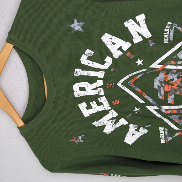 AMERICAN FIGHTER Affliction Green Long Sleeve Thermal Shirt - Picture 2 of 4